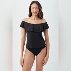 Trina Turk Women's Monaco Off The Shoulder Ruffle Tankini Swim Top